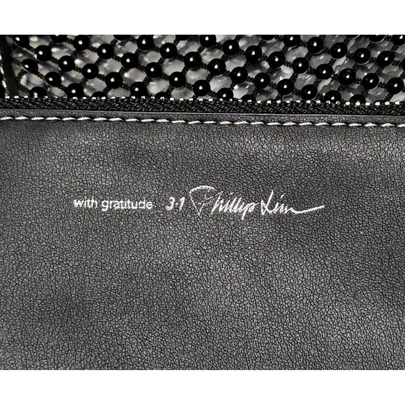 3.1 PHILLIP LIM Embellished Mesh Market Tote Bag Black Clear Mesh Double Handle - Picture 7 of 10